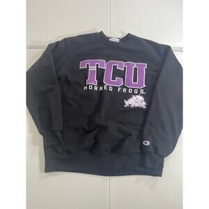 TCU Champion Sweater Black with Purple Lettering Size Medium